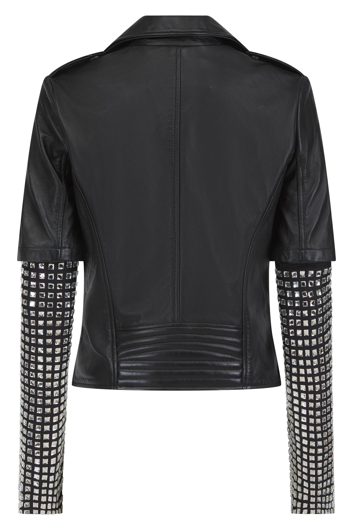 Sylvia Leather Biker with Crystal Sleeves