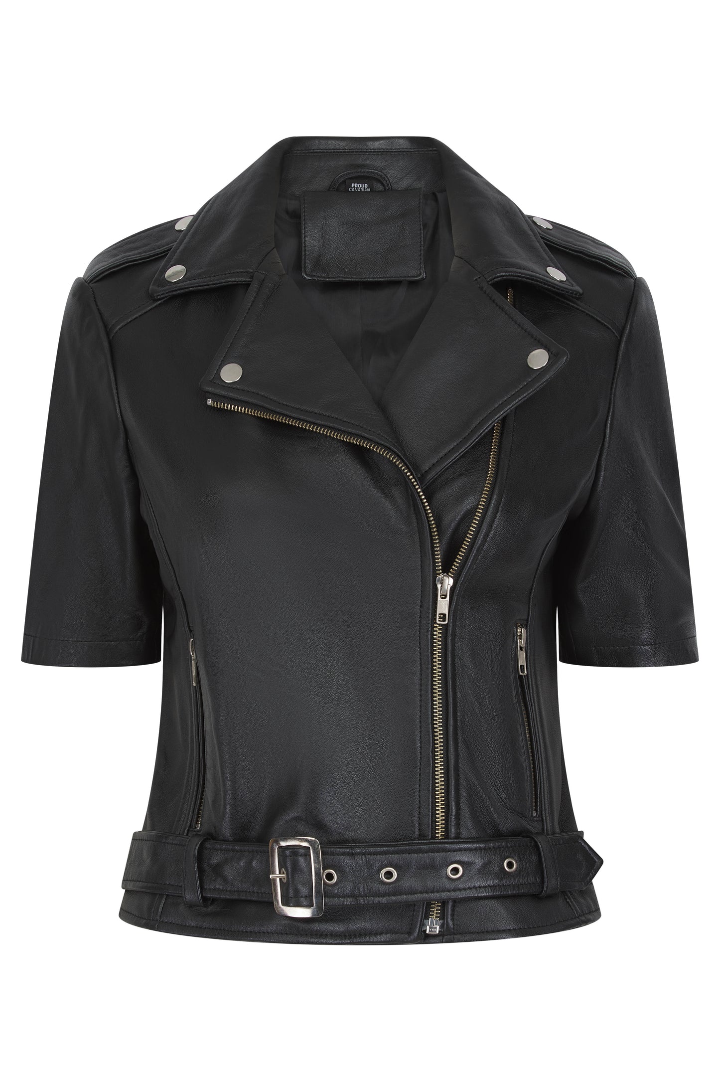 Sylvia Leather Biker with Crystal Sleeves