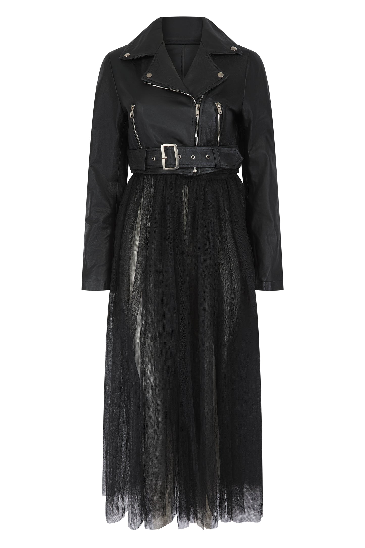Anita Leather Biker with Mesh Skirt